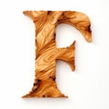 Swirling Vortexes: Textured Wooden Letter F On White Background