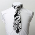 Swirling Vortexes: A Unique Monochromatic Neck Tie On White Background