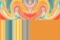 Swirling Watercolors And Stripes In Orange Seamless Pattern