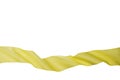 Swirling yellow fabric ribbon on white background 3d render. Royalty Free Stock Photo