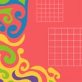 Abstract square background with swirly curves texture ornaments.