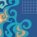 Abstract square background with swirly curves texture ornaments.