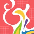 Abstract square background with swirly curves texture ornaments.