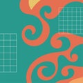 Abstract square background with swirly curves texture ornaments.