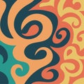 Abstract square background with swirly curves texture ornaments.