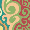 Abstract square background with swirly curves texture ornaments.