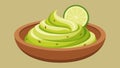 Swirls of creamy avocado nieve speckled with chunks of tangy lime served in a traditional clay dish.. Vector