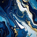 Swirls of liquid blue and golden paints. Abstract waves skin wall luxurious art ideas. Swirls of marble or the ripples of agate. Royalty Free Stock Photo