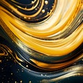 Swirls of liquid blue and golden paints. Abstract waves skin wall luxurious art ideas. Swirls of marble or the ripples of agate. Royalty Free Stock Photo