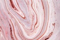 Swirls of marble or the ripples of agate. Liquid marble texture with pink and brown colors. Abstract painting background