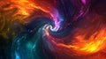 Swirls and spirals of intense colors colliding in a simulated aurora explosion