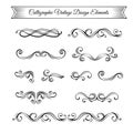 Swirls, swashes, scrolls. Ornate filigree borders. Flourish frames. Swirls set. Vector. Royalty Free Stock Photo