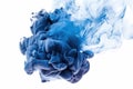 Swirls of thick blue fog, Swirls of thick blue paint under water on a white background