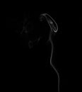 Swirls of white smoke on a black background. Smoke from cigarettes, the concept of the harm of smoking, Royalty Free Stock Photo