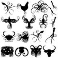 Swirly animal silhouettes