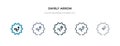 Swirly arrow icon in different style vector illustration. two colored and black swirly arrow vector icons designed in filled,