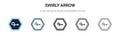 Swirly arrow icon in filled, thin line, outline and stroke style. Vector illustration of two colored and black swirly arrow vector