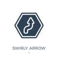 swirly arrow pointing upwards icon in trendy design style. swirly arrow pointing upwards icon isolated on white background. swirly