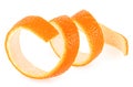 Swirly fresh orange peel isolated on a white background. Orange zest Royalty Free Stock Photo