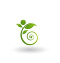 Swirly leaf figure icon logo