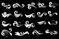 Swirly line curl patterns isolated on black background. Vector f Royalty Free Stock Photo