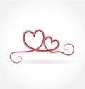 Swirly love hearts isolated vector