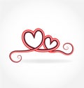 Swirly love hearts isolated vector