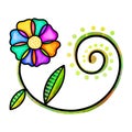 Swirly Rainbow Decorative Doodle Daisy Flower