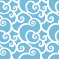 Swirly seamless pattern with abstract blue sea waves