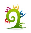 Swirly tree teamwork people logo