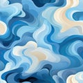 Swirly wallpaper displaying ocean waves, fauvist color palette (tiled)