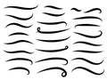 Swish doodle underline set. Hand drawn swoosh elements, calligraphy swirl or sport swoop text tails. Swash decorative Royalty Free Stock Photo