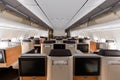 Swiss Airbus A340-300 airplane Business Class cabin Zurich Airport in Switzerland Royalty Free Stock Photo