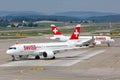 Swiss Airbus A220-300 airplanes Zurich Airport in Switzerland