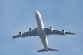 Swiss Airbus A340-313 plane overhead Zurich in Switzerland Royalty Free Stock Photo