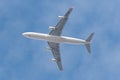 Swiss Airbus A340-313 plane overhead Zurich in Switzerland Royalty Free Stock Photo