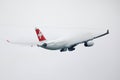 Swiss airline flying up in the clouds