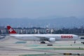 Swiss airline taxiing on LAX Airport