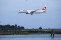 Swiss plane landing on Venice Marco Polo Airport, VCE