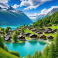 swiss alpine village generated