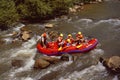 Swiss alps: River rafting boat in the Bernese Oberland near Kandersteg