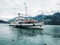 The Swiss alps, a swiss ferry on lake Lucerne Royalty Free Stock Photo