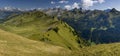 Swiss Alps - Green valley - panoramic view Royalty Free Stock Photo