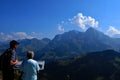 Swiss Alps: Hikers at SillerenbÃÂ¼hl near Adelboden