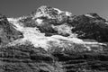 Swiss alps: Melting MÃÂ¶nch Glacier due to the global climate change at the edge of Jungfraujoch in the swiss alps Royalty Free Stock Photo
