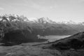 Swiss Alps: Mountain-Panorama with glacier lakes from Julier in the upper Engadin Royalty Free Stock Photo