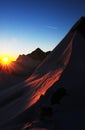 Swiss Alps: Panoramic mountain view from Europes highest alpin hut Royalty Free Stock Photo