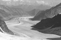 Swiss alps: The panoramic view of the melting Aletsch-Glacier at Jungfraujoch Royalty Free Stock Photo