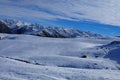 Swiss alps: Panoramic view of Parsenn peak snow mountains above Davos
