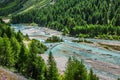 Swiss Alps-river Inn and Pontresina Royalty Free Stock Photo